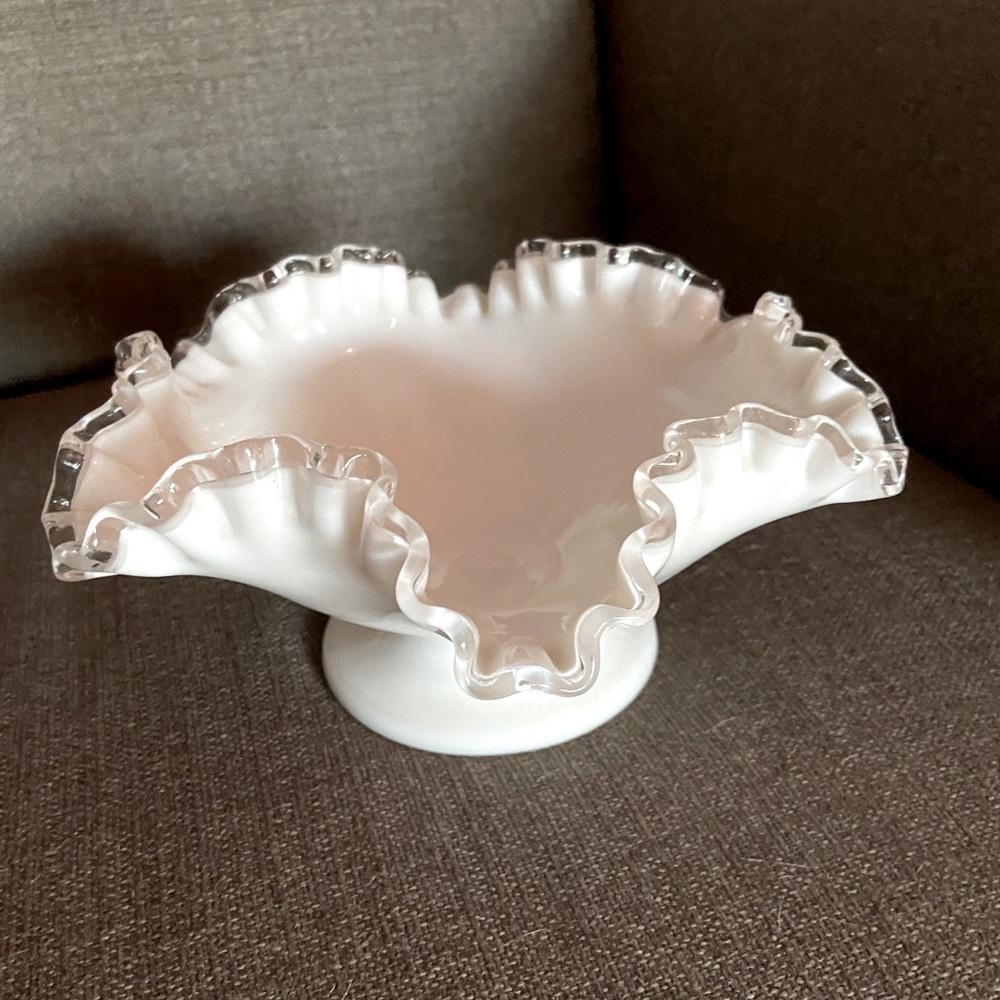Fenton white milk glass candy dish